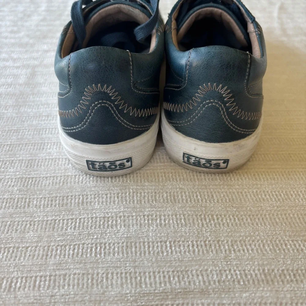 Taos Plim Soul Lux Teal Blue Leather Sneakers Low Top Lace Up Womens US 7
